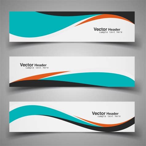 Colorful Wavy Headers Vector Free Download