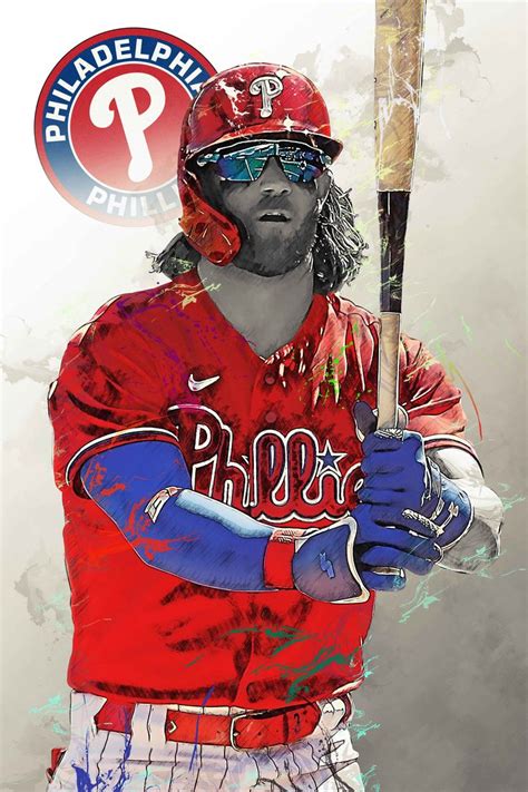 Bryce Harper Poster Philadelphia Phillies Canvas Print Etsy Sports