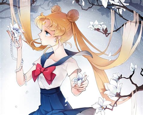 Tsukino Usagi Pretty Sweet Floral Serena Nice Anime Sailor Moon