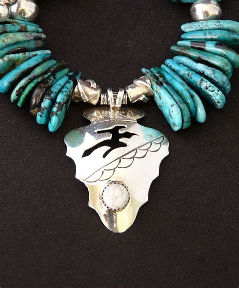 Hopi Sterling Silver Arrowhead Pendant With Graduated Turquoise