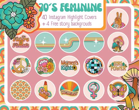 70s Highlight Icon Retro Instagram Highlight Covers Groovy Etsy