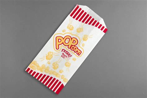 White Printed Popcorn Bags 1 12 Size 4 X 2 12 X 8 14 3 Packs