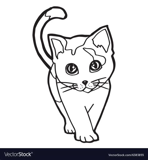 Cartoon Cat Coloring Page for kid Royalty Free Vector Image