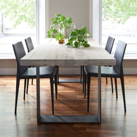 Regular height casual dining contemporary modern dining table co. From Stock: Rustik Wood & Metal Dining Bench, Linear Leg ...