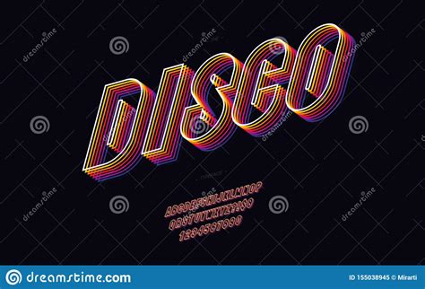Vector Disco 3d Font 80s Style Modern Typography Stock Vector