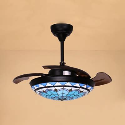 Suitable for damp locations finish/color: Stained Glass Bowl Semi Flush Mount Light with 3 Blade ...