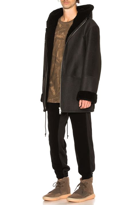 Yeezy Season 3 Hooded Shearling Jacket In True Onyx Fwrd