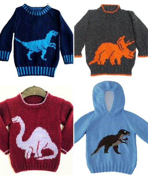 Knitting Pattern For Dinosaur Sweaters For Babies And Children Kids