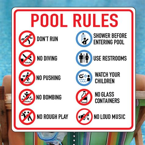 18 X 18 Aluminum Pool Rules Sign