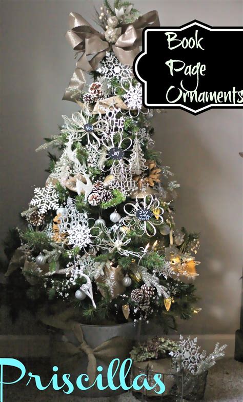 Solid oak, elm, gloss, glass. Priscillas: Book Page Ornaments and The Dining Room Tree
