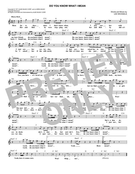 Lee Michaels Do You Know What I Mean Sheet Music