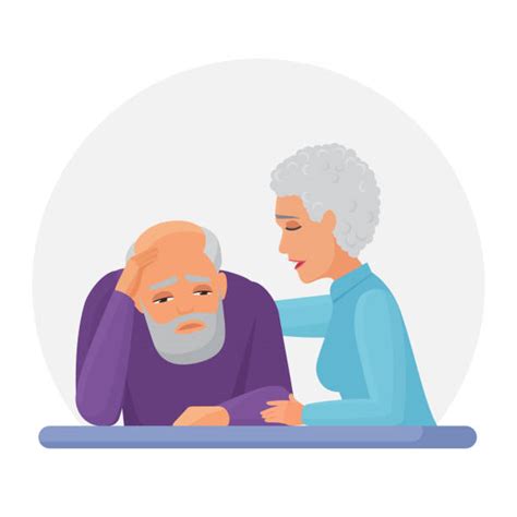 Senior Couple Sad Embrace Illustrations Royalty Free Vector Graphics