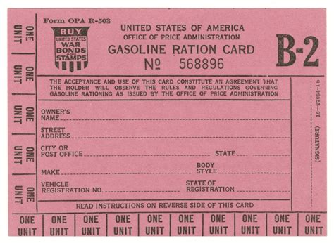 Gasoline Ration Card B 2 Ration Coupons On The Home Front 1942 1945