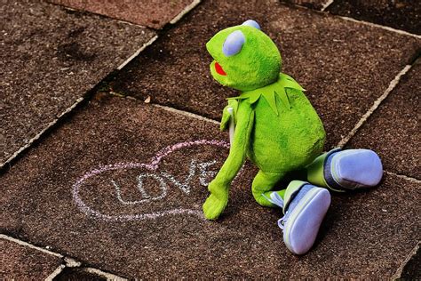 Hd Wallpaper Straßenkreide Love Valentines Day Kermit Frog Heart