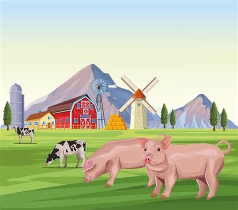 Farm Animals Cartoons Vector Illustration Stock Vector Illustration