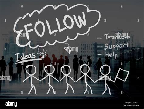 Follow Following Teamwork Member Leader Concept Stock Photo Alamy