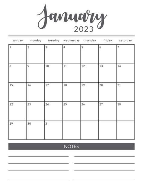 Blank 2023 Calendar Printable Printable Template Calendar