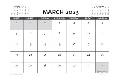 Printable March 2023 Calendar Free 12 Templates Free Printable 2021