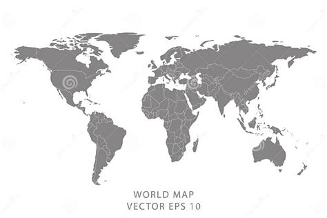 Detailed World Map With Borders Of States Isolated World Map Vector