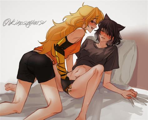 Rule 34 2girls Black Hair Black Panties Blake Belladonna Blonde Hair