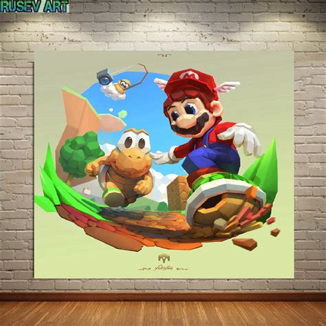 Mario Hd Print On Canvaswall Decor For Kids Room Game Etsy