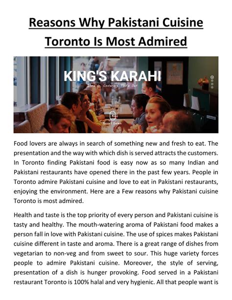 Reasons Why Pakistani Cuisine Toronto Is Most Admired By Hayley Snook