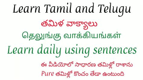 Video 21 Tamil Sentences Telugu Sentences Tamil To Telugu