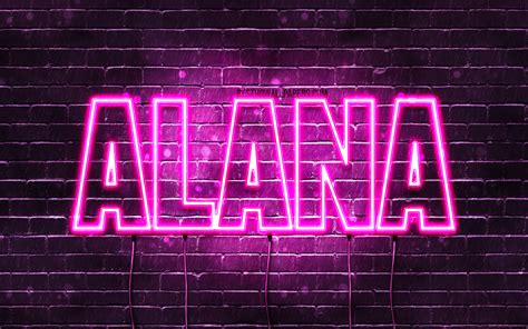 ダウンロード画像 Alana 4k 壁紙名 女性の名前 Alana名 紫色のネオン テキストの水平 写真Alana名 画面の解像