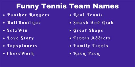 Tennis Team Names Funny Tennis Team Names And Ideas