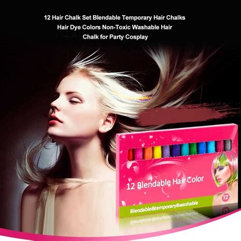 12 Hair Chalk Set Blendable Temporary Hair Chalks Multi Clolor