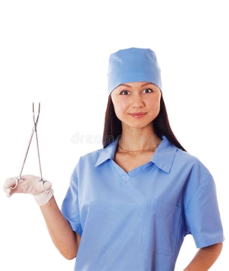 Female Doctor Holding Medicine Scissors Stock Photo Image Of Female