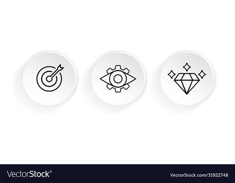 Mission Vision Values Icon Set Or Business Goal Vector Image