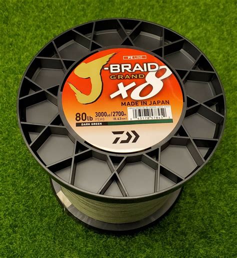 Daiwa J Braid X8 GRAND Braided Line DARK GREEN 80lb 3000yd JBGD8U80