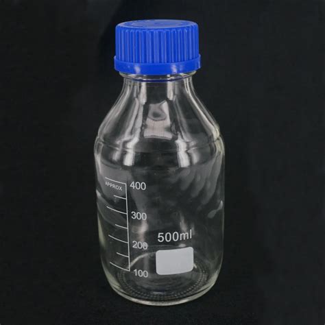 500ml Graduated Round Glass Reagent Bottle Blue Screw Cap Screw On