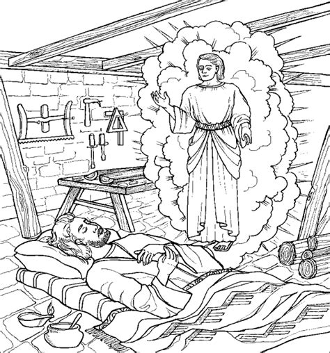 Matt 1 Angel Appears To Joseph Advent Coloring Book Pages Pinterest