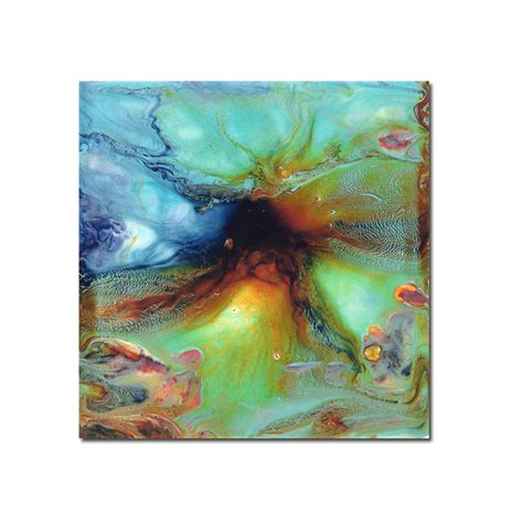 Small Square Water Abstract Painting Under The Sea Original Art Blue Green Yupo Acrylic On