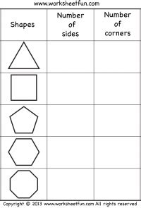First grade math worksheets add up to a good time. Shapes - Number of sides - Number of corners - 2 ...