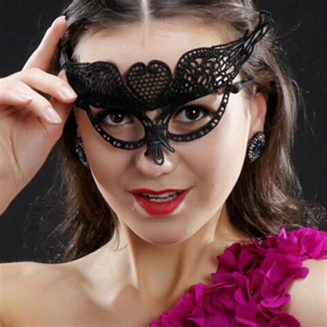 Cheap Masquerade Black Half Face Lace Mask Hollow Dance Party Ball