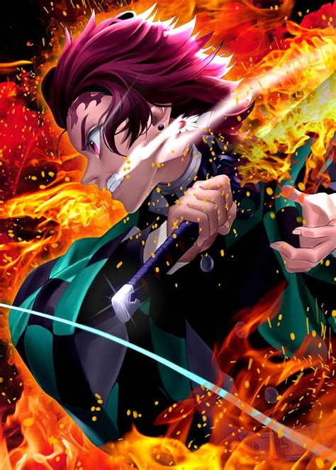 39 Demon Slayer Tanjiro Metal Poster Anime Demon Bleach Anime