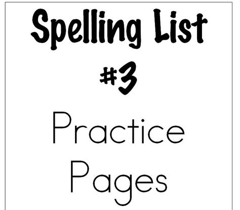 Learn And Grow Designs Website Spelling List 3 Practice Pages 1st Grade