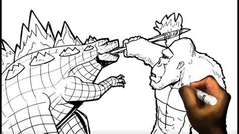 How To Draw Godzilla Vs King Kong Axe Shove Easy Pictures To Draw