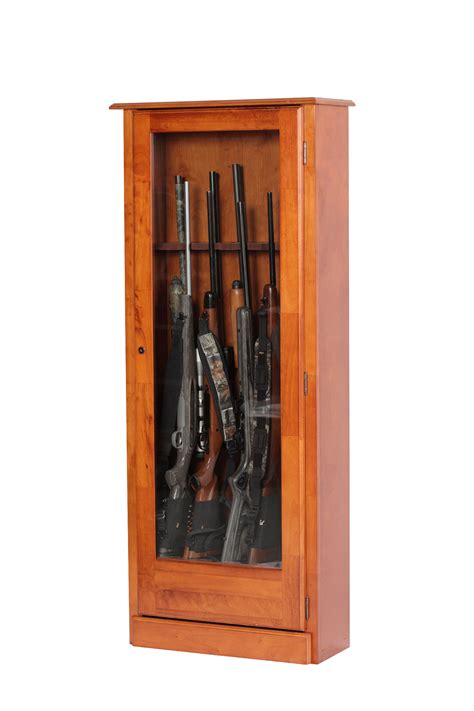 10 Gun Lockable Firearm Cabinet Wooden Cabinetry Display W Security
