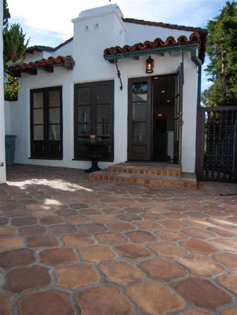 Mediterranean Courtyard With Tile Awnings Spanish Style Homes