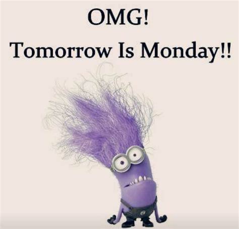 A Purple Minion With Long Hair On Its Head And The Words Omg Tomorrow