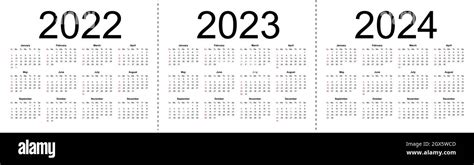 Calendriers Vectoriels Modifiables Simples Pour Lannée 2022 2023 2024