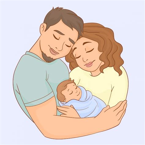 Madre Padre Y Bebé Recién Nacido Vector Premium