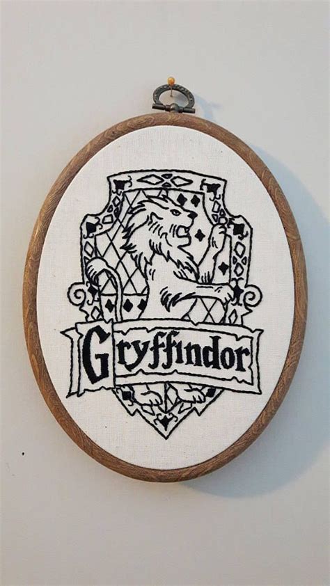 Hand Embroidered Wall Art Gryffindor Crest Harry Potter Embroidered