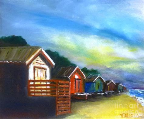 Beach Huts Sold At Downlands Art Exhibition Painting By Therese