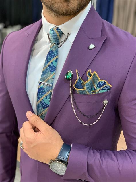 Buy Purple Slim Fit Wool Suit By With Free Shipping