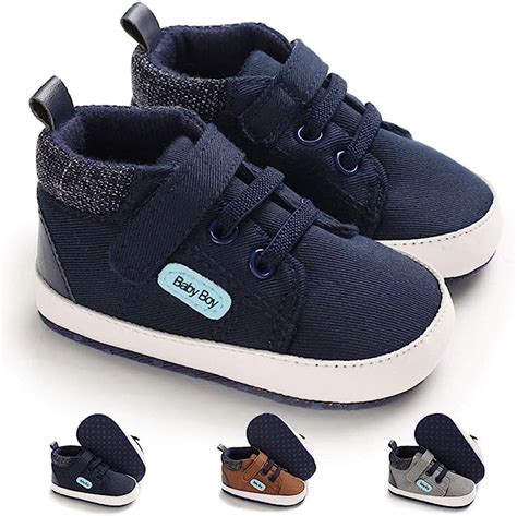 Infant Baby Boy Shoes Canvas High Top Toddler Sneakers Soft Sole